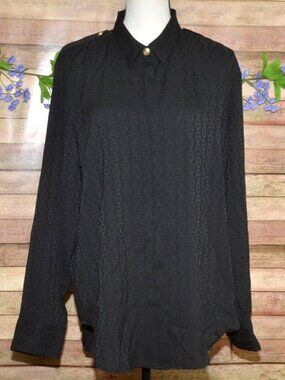 J.Crew Black Drapey Jacquard Print Shirt Size XL Button Up Preppy Office MINT